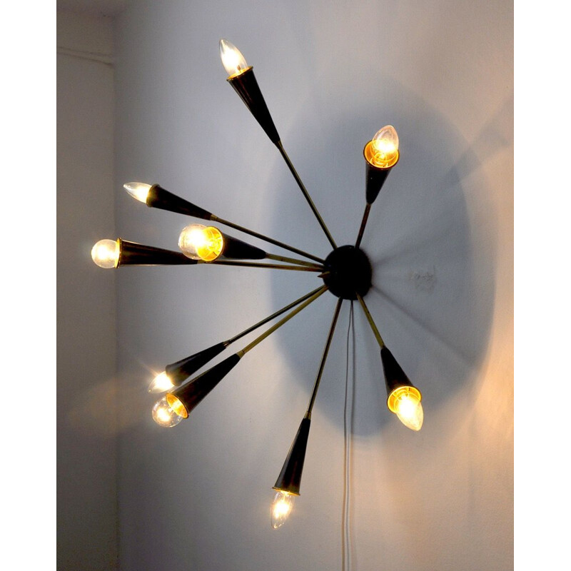 Vintage wall lamp Sputnik 9 arms Italy 1960