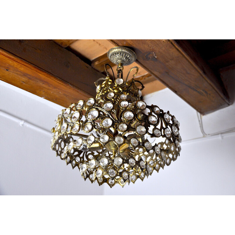 Vintage Ernest Palm chandelier for Palwa Spain 1960