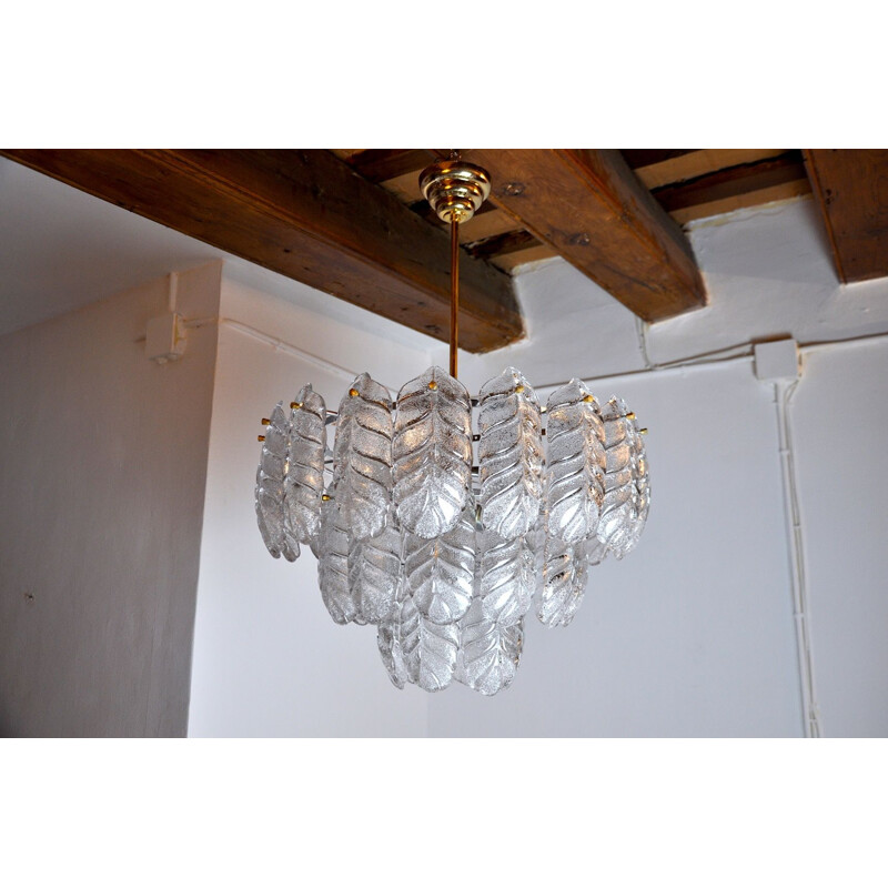 Vintage Mazzega 'Leaves' chandelier in Murano glass Italy 1970