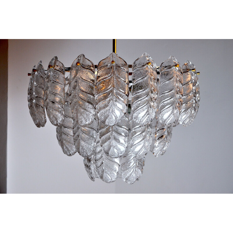 Vintage Mazzega 'Leaves' chandelier in Murano glass Italy 1970