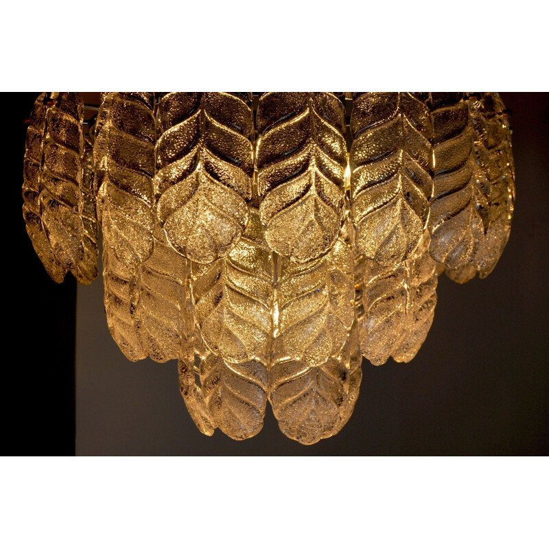 Lustre vintage 'Feuilles' de Mazzega en verre de Murano Italie 1970