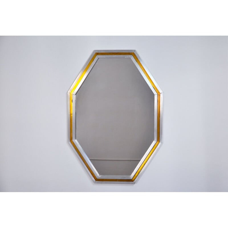 Vintage octagonal mirror by Romeo Rega, Italy 1970