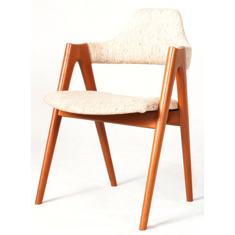SVA Møbler "Compass" chair in teak and beige fabric, Kai KRISTIANSEN - 1950s