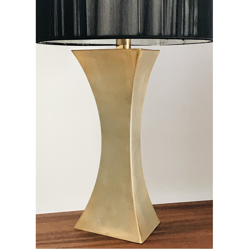 Lámpara de mesa vintage de metal dorado, Francia 1970