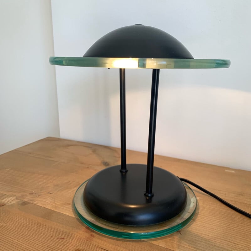 Vintage table lamp glass  metal Herda Amsterdam UFO 1990s