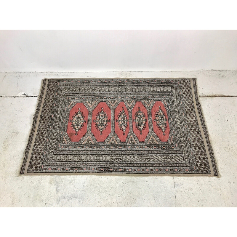 Vintage Natural Carpet Vinca Handmade Wool Pakistani 1950s