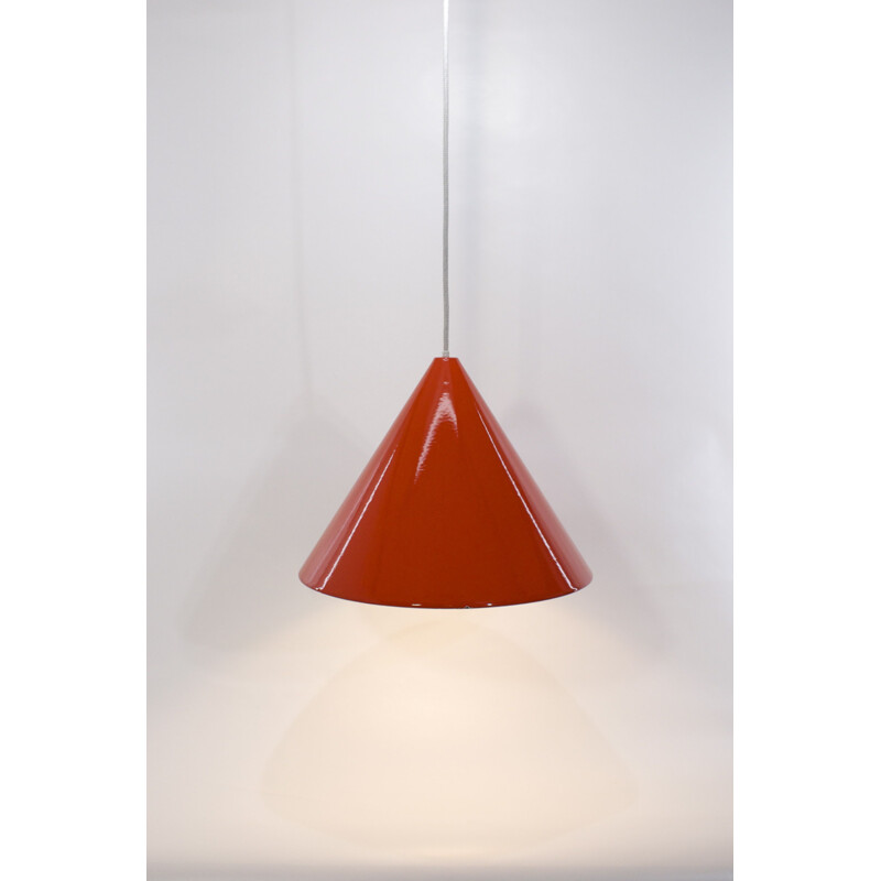 Vintage white enamelled suspension lamp by Arne Jacobsen for Louis Poulsen, Denmark 1950