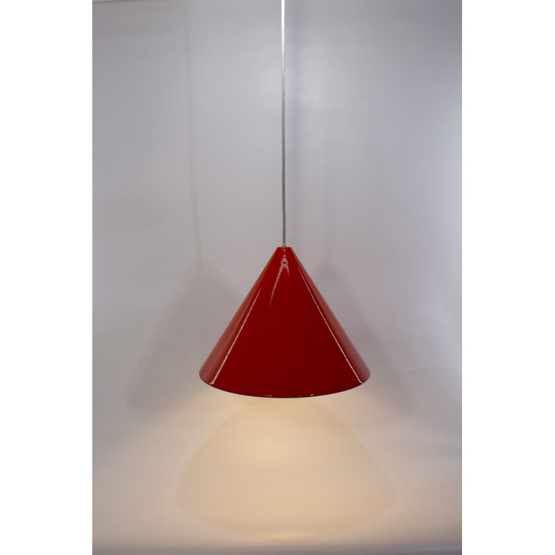 Vintage white enamelled suspension lamp by Arne Jacobsen for Louis