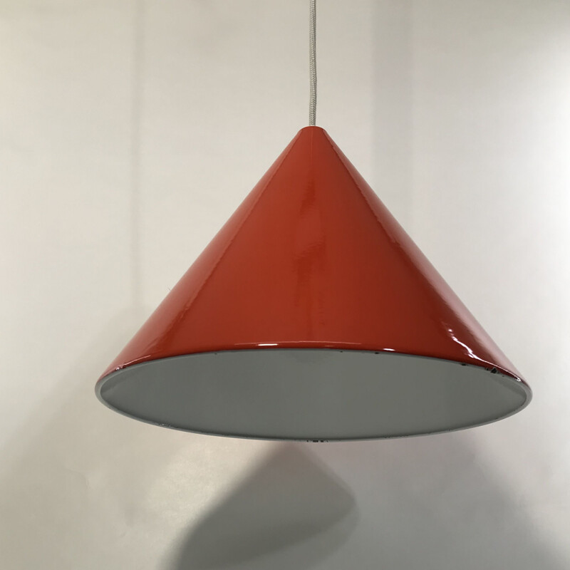 Vintage white enamelled suspension lamp by Arne Jacobsen for Louis Poulsen, Denmark 1950