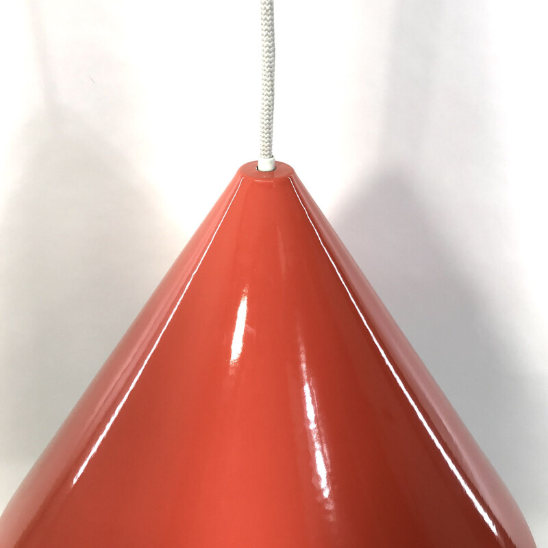 Vintage white enamelled suspension lamp by Arne Jacobsen for Louis Poulsen, Denmark 1950