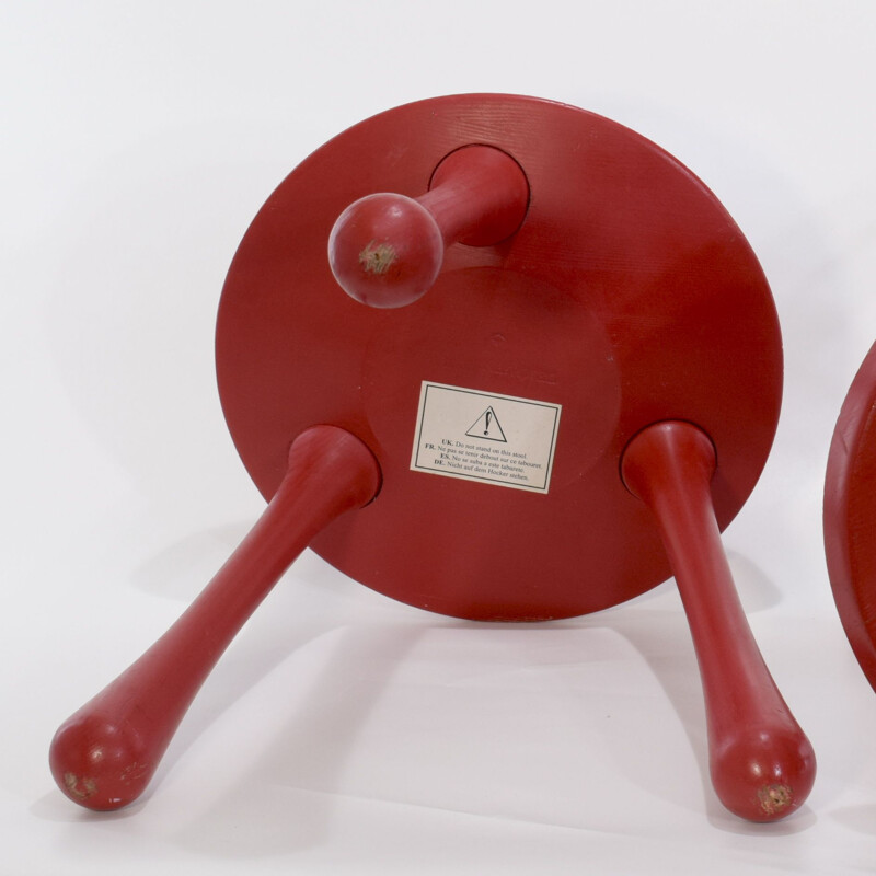 Vintage Scandinavian stool by Ingvar Kamprad for Habitat, limited VIP series, red 2004