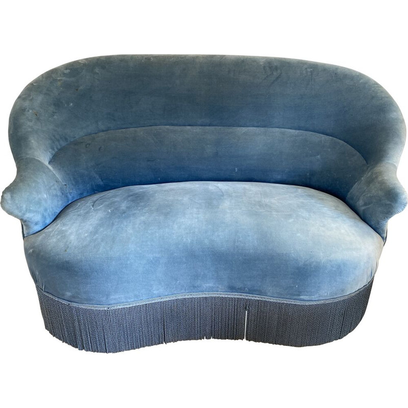 Vintage velvet Crapaud sofa