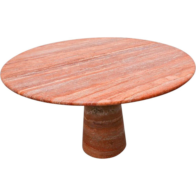 Vintage Red travertine dining table Angelo Mangiarotti