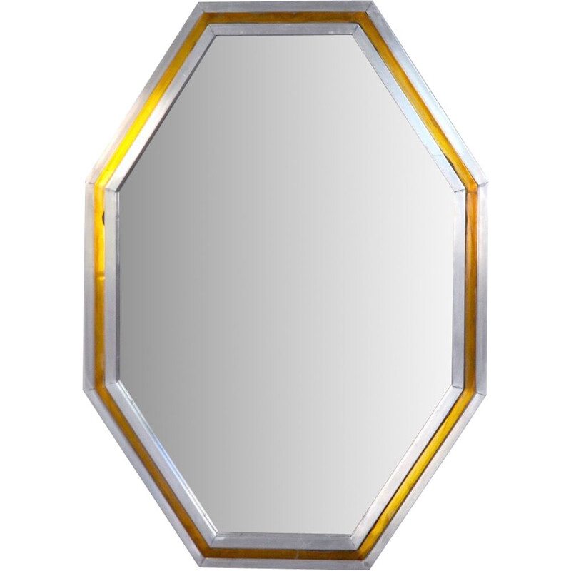 Vintage octagonal mirror by Romeo Rega, Italy 1970