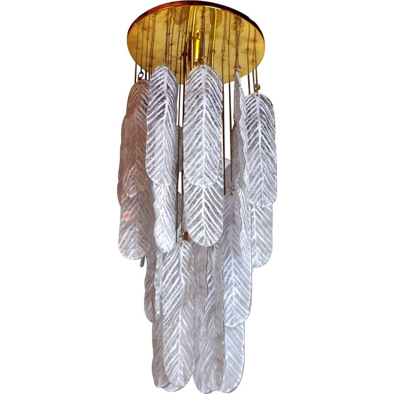 Lustre vintage 'Feuilles' de Mazzega Murano, Italie 1970