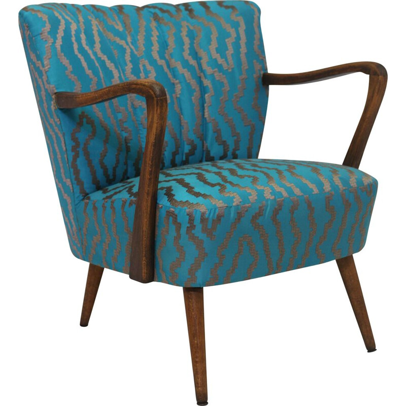 Vintage armchair with embroidered fabric 1950
