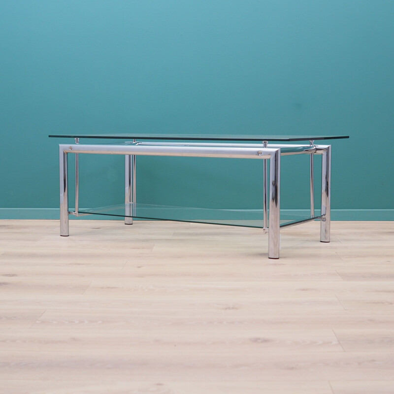 Vintage chrome-plated metal table, Denmark 1970