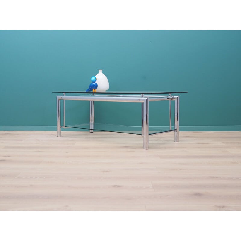 Vintage chrome-plated metal table, Denmark 1970