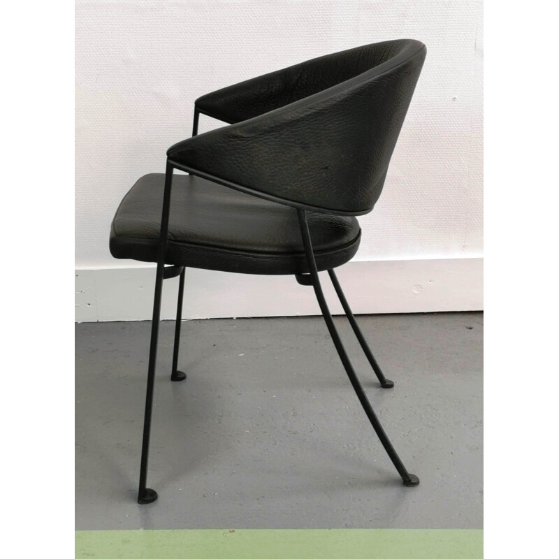Vintage nubuck leather chair with removable cover Matteo Grassi