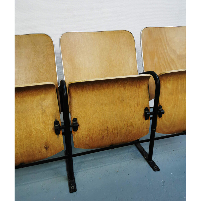 Triple vintage theatre folding seats