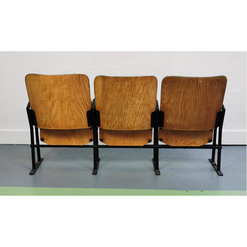 Triple vintage theatre folding seats