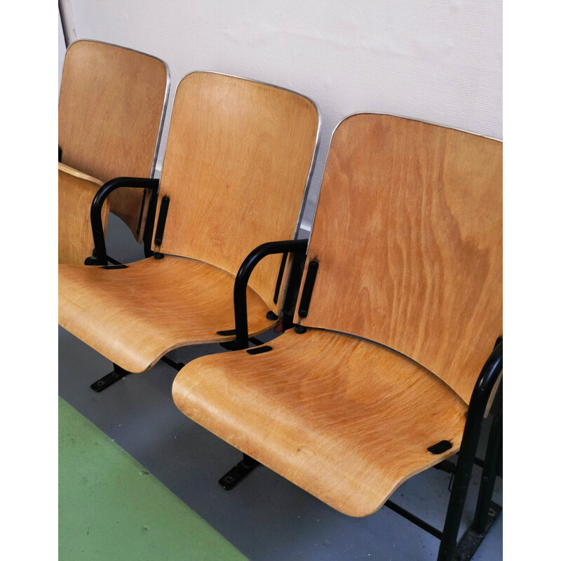 Triple vintage theatre folding seats