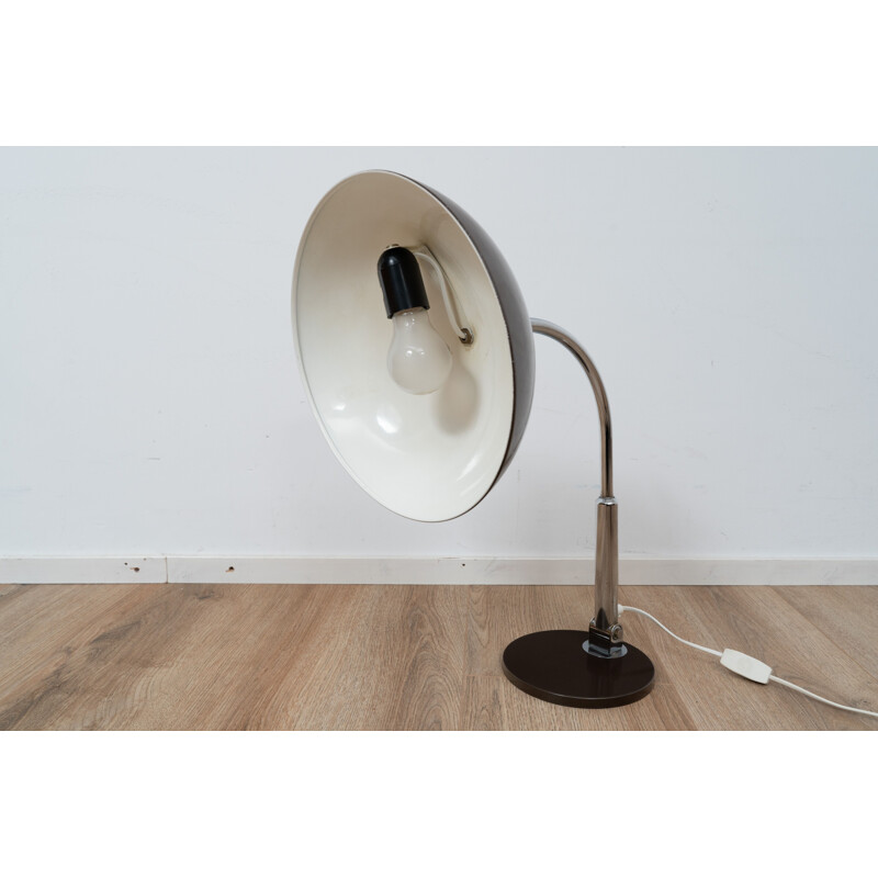 144" vintage chrome plated metal desk lamp by H. Busquet