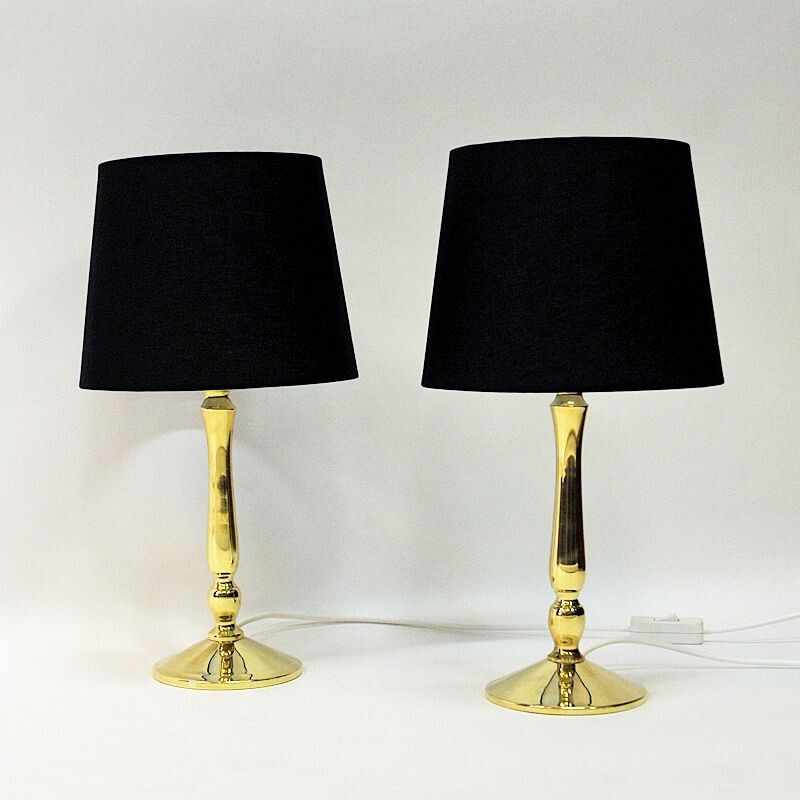 Paire de lampes de table Vintage Classic Brass de Scandinavie 1950