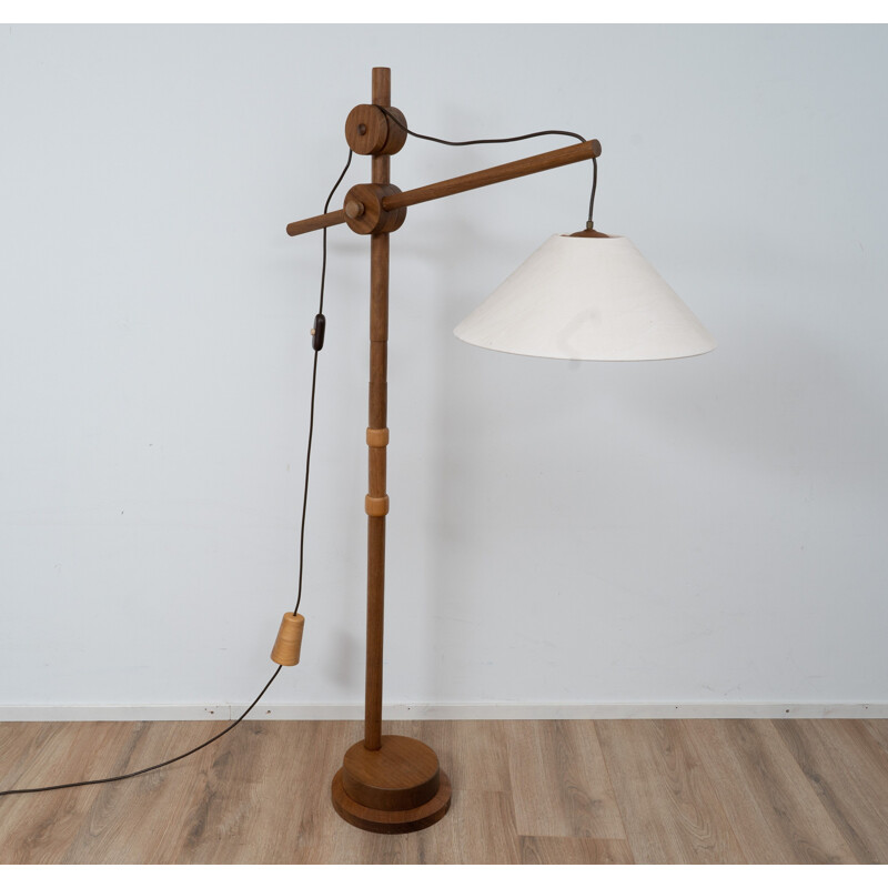 Vintage houten vloerlamp
