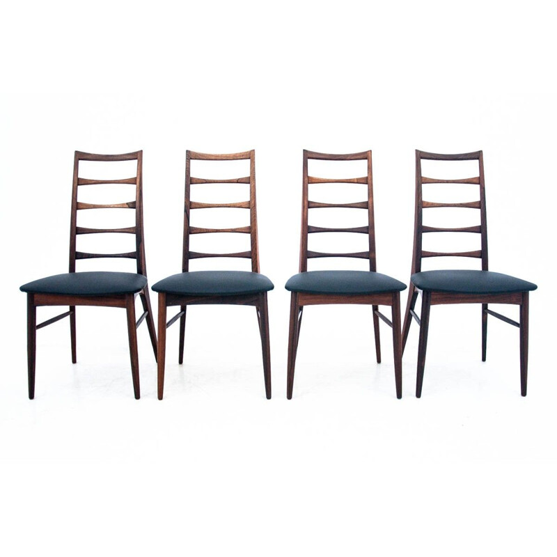 Set van 4 vintage teakhouten stoelen Denemarken 1960