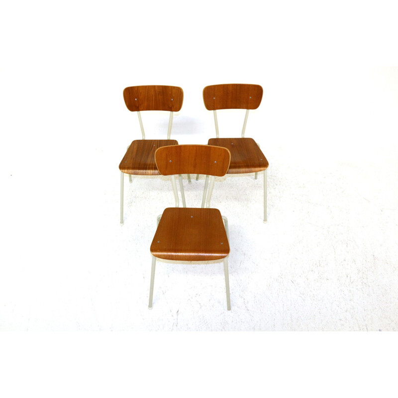 Conjunto de 3 cadeiras escolares vintage Suécia 1950