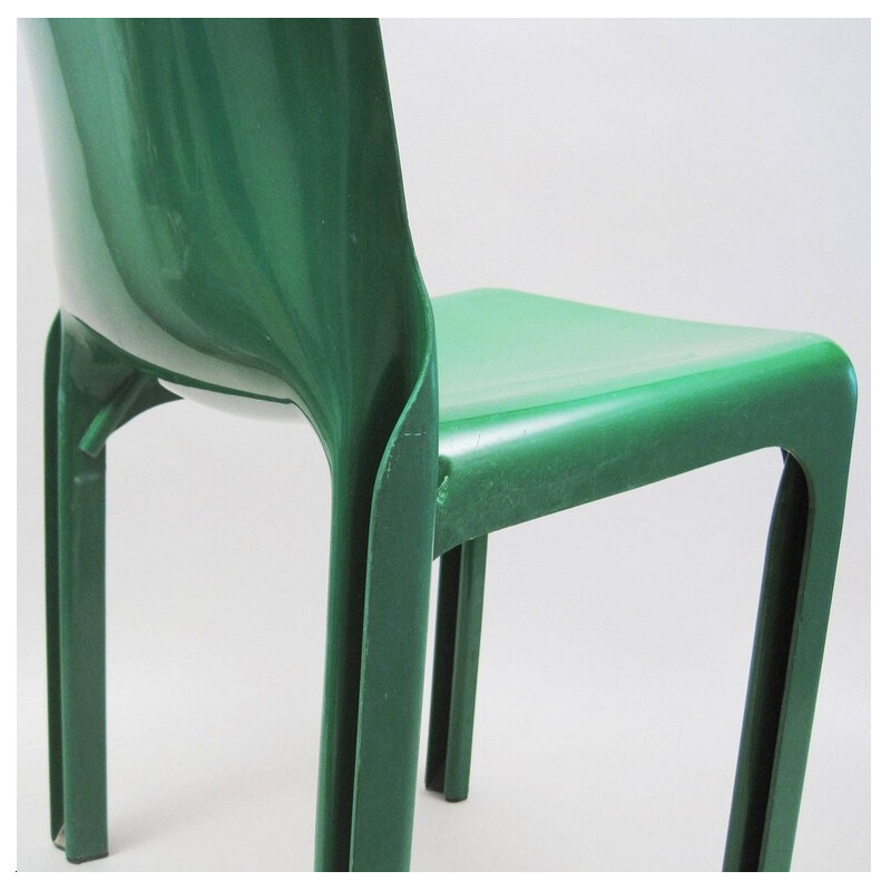 6 vintage green chairs, Vico MAGISTRETTI - 1970s