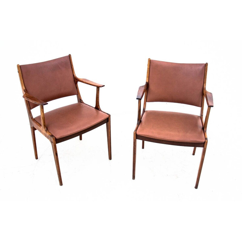 Pair of vintage rosewood armchairs, Denmark 1960