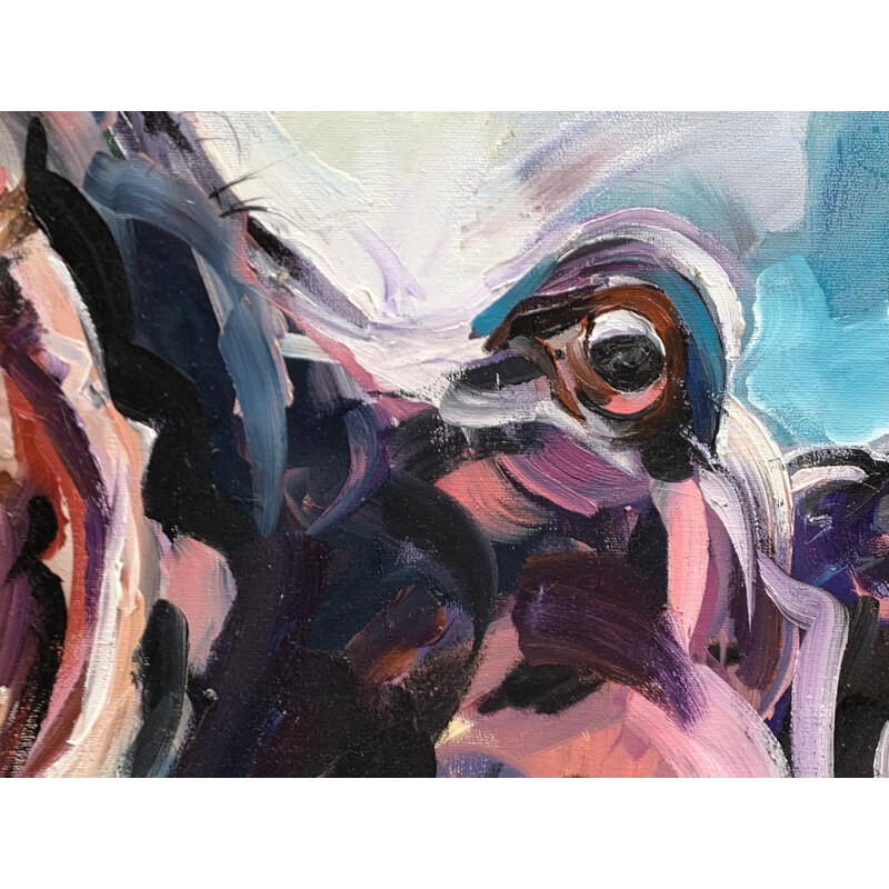 Öl auf Leinwand Vintage Hippo von Sonia Lalic, 2018