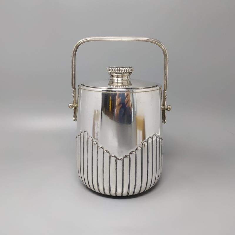 Vintage Thermal Ice Bucket in Silver Plated by Aldo Tura for Macabo Italy 1950s