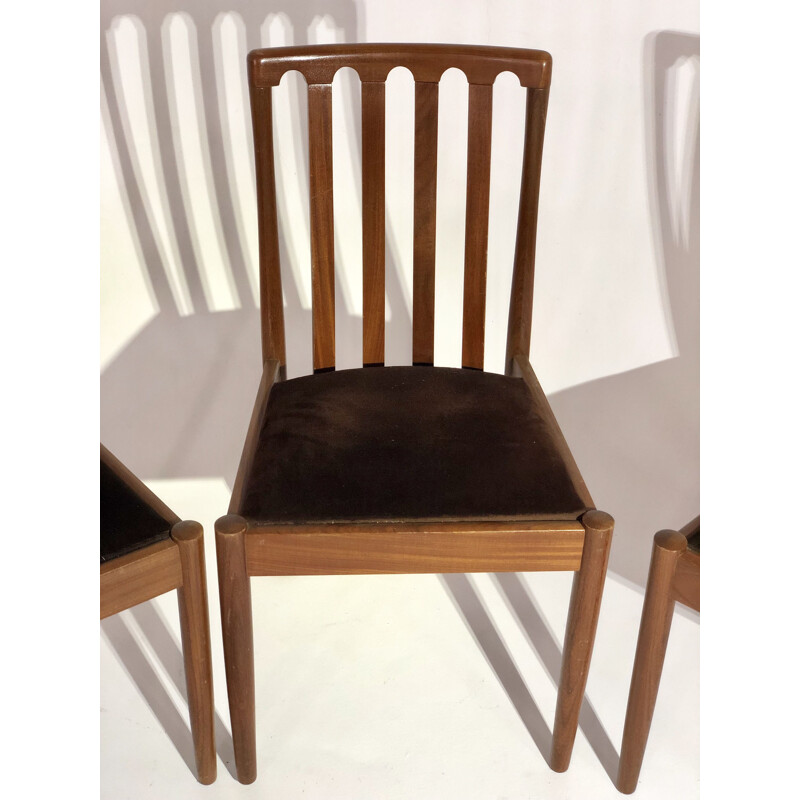 Suite de 3 chaises vintage velours et chêne 