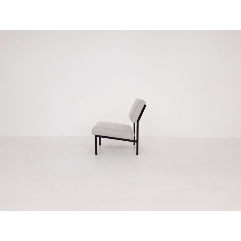 Vintage black lacquered metal armchair model 36 DLA by Gijs Van Der Sluis, Netherlands 1960