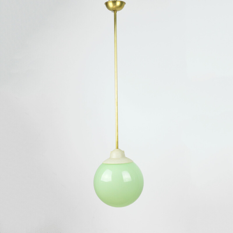 Vintage mint pendant lamp, Poland 1950