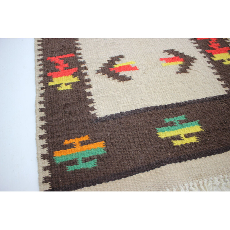 Pair of vintage Kilim wool rugs 1960