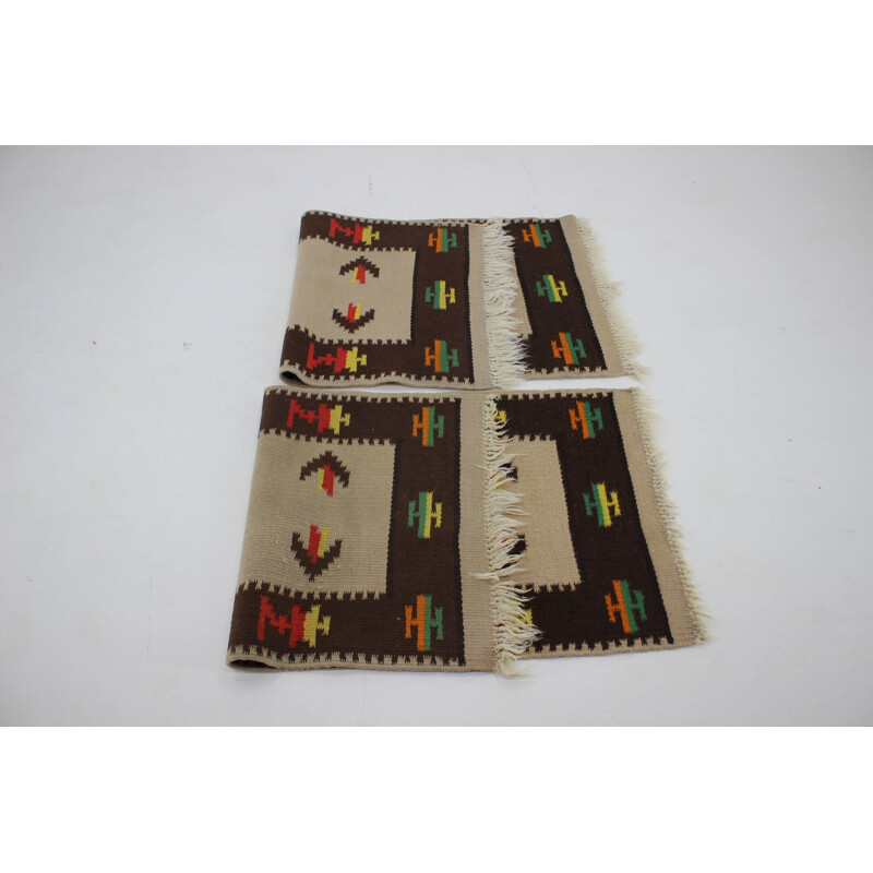 Par de alfombras de lana Kilim vintage 1960
