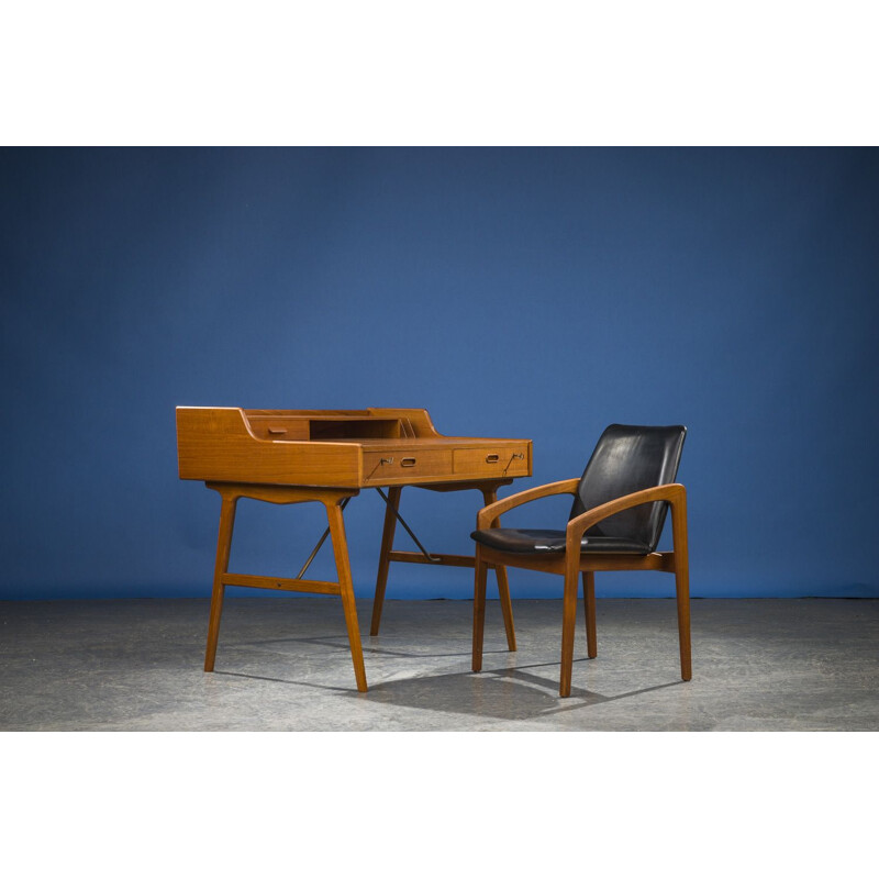 Scrivania vintage in teak modello 56 di Arne Wahl Iversen, Danimarca 1961