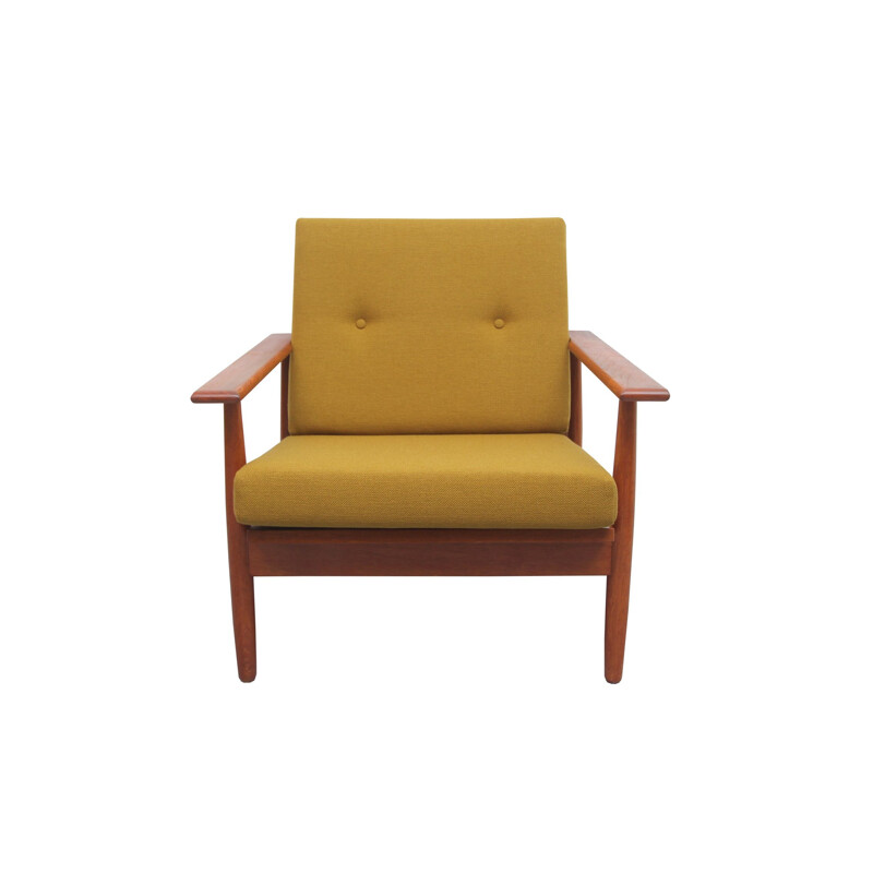 Vintage yellow mustard teak armchair 1960