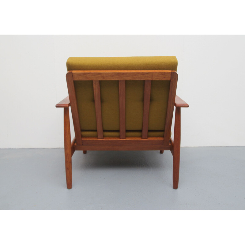 Vintage yellow mustard teak armchair 1960