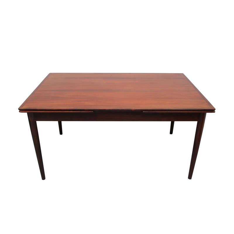 Mesa de comedor vintage XL extensible de palisandro de Hornslet, Dinamarca 1960