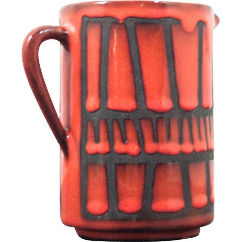 Pichet rouge en céramique de Vallauris, Roger CAPRON - 1960