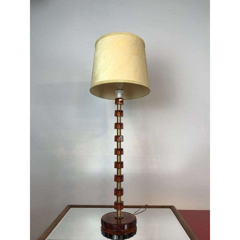 Lámpara de pie de cristal vintage de Carl Fagerlund para Orrefors, 1960