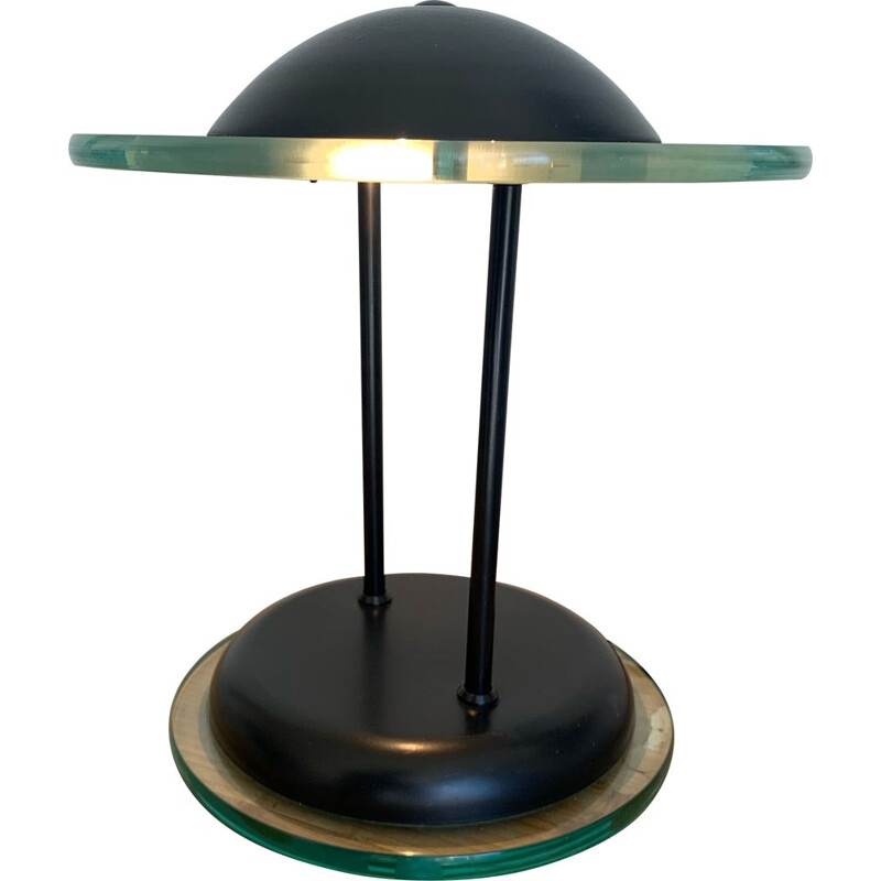 Lampe de table vintage verre métal Herda Amsterdam UFO 1990