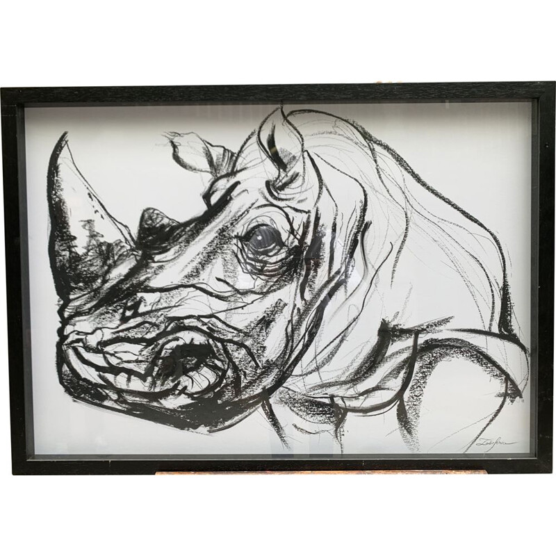 Rhino mit fettem Vintage-Bleistift von Sonia Lalic, 2018