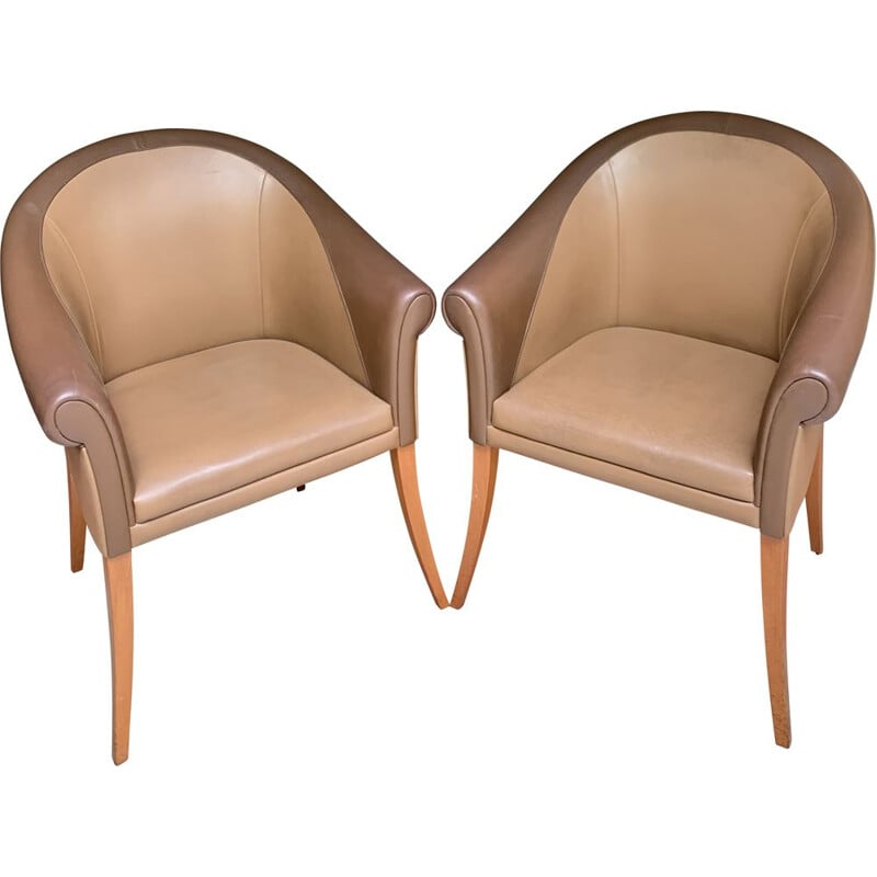 Pair of vintage armchairs Sinan Poltrona Frau 1990
