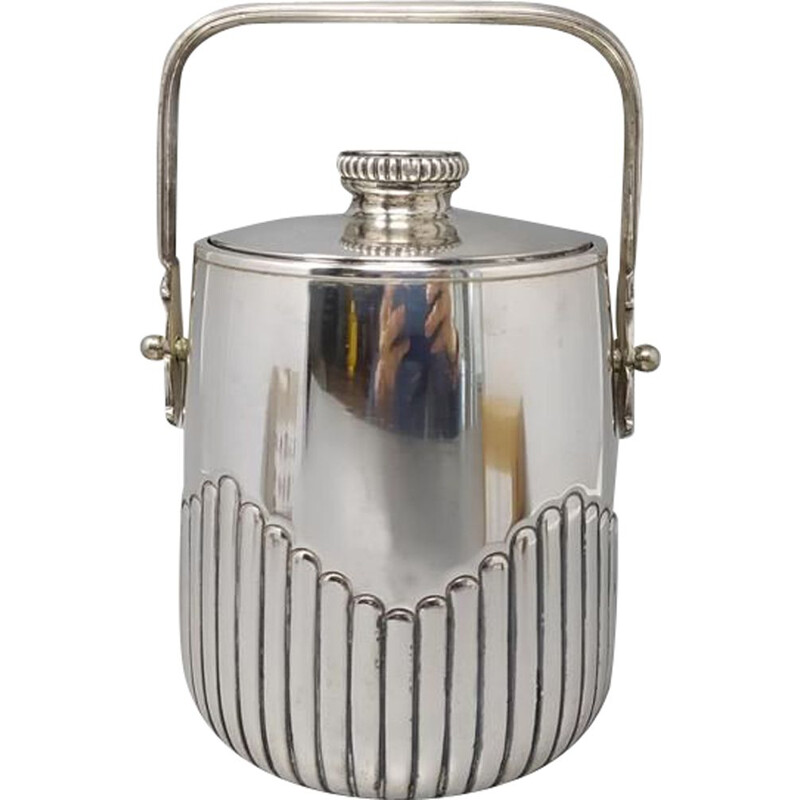 Vintage Thermal Ice Bucket in Silver Plated by Aldo Tura for Macabo Italy 1950s